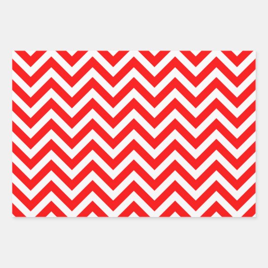 Rot und Weiß Unterschiedliche Größen Zickzack Geschenkpapier Set (Vorderseite 2)