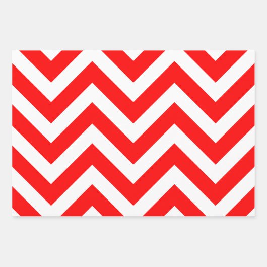 Rot und Weiß Unterschiedliche Größen Zickzack Geschenkpapier Set (Vorderseite)