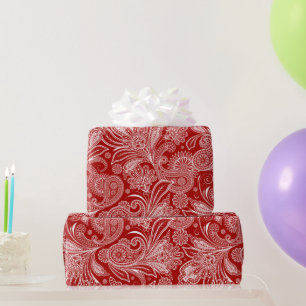 Rot und Weiß Vintag Paisley Geschenkpapier