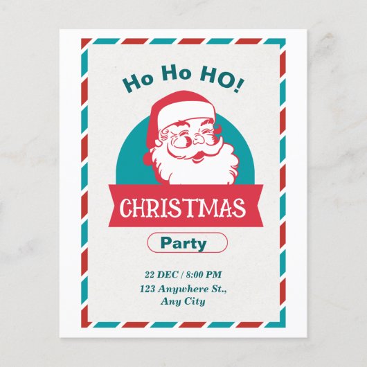 Rot und Weiß Vintag Weihnachten Party Flyer (Vorne)