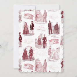 Rot und Weiß Vintage Mode Französisches Spielzeug Einladung