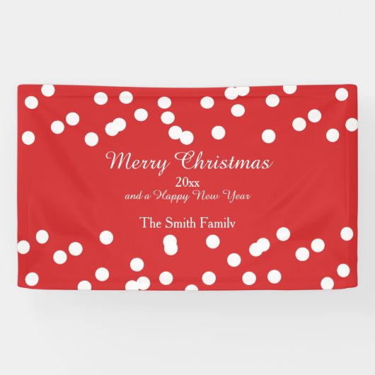 Rot und Weiß Weihnachten Confetti Grüße Banner (Horizontal)