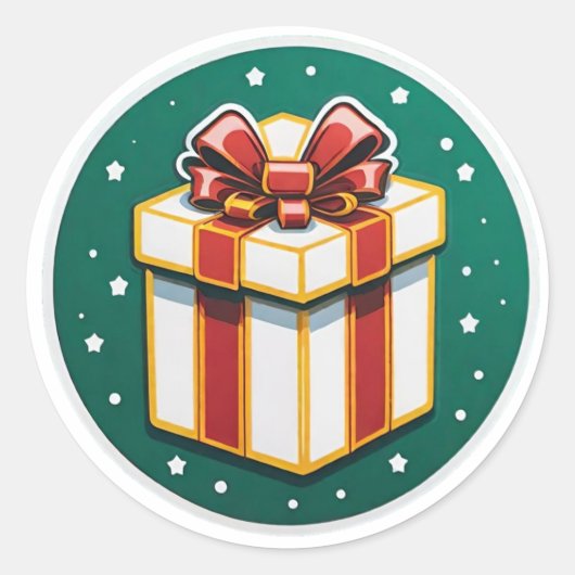 Rot und Weiß Weihnachten Geschenk Runder Aufkleber (Vorderseite)