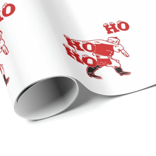 Rot und Weiß Weihnachten Spaziergang Ho Ho Ho Kuns Geschenkpapier (Rolleneckpunkt)