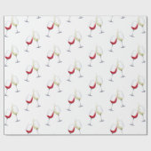 Rot und Weiß Weingläser Geschenkpapier (Flach)