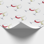 Rot und Weiß Weingläser Geschenkpapier (Ecke)