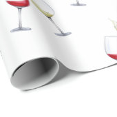 Rot und Weiß Weingläser Geschenkpapier (Rolleneckpunkt)