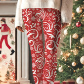 Rot und Weiß Winter Swirt Weihnachten Leggings