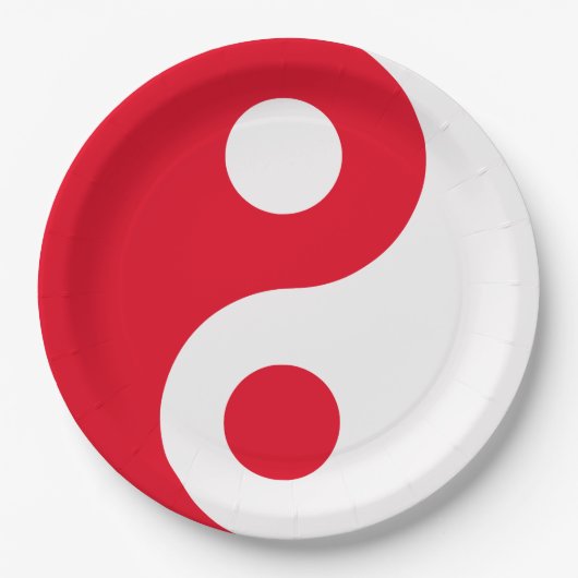 Rot und Weiß Yin Yang Pappteller (Vorderseite)