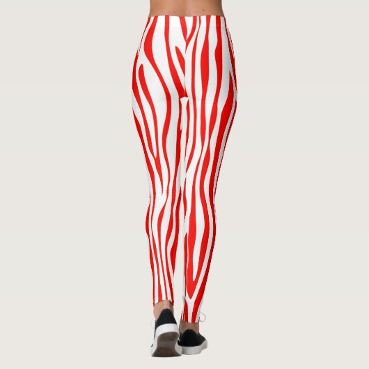 Rot und Weiß Zebra Leggings (Rückseite)