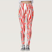 Rot und Weiß Zebra Leggings (Vorderseite)