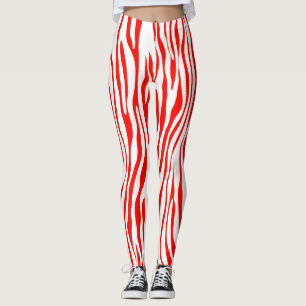 Rot und Weiß Zebra Leggings