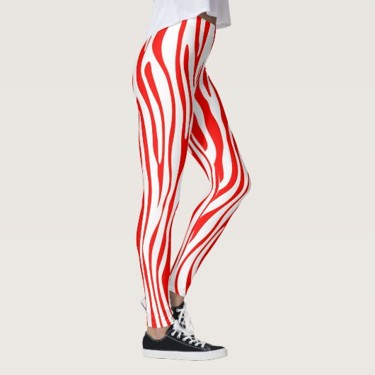 Rot und Weiß Zebra Leggings (Rechts)