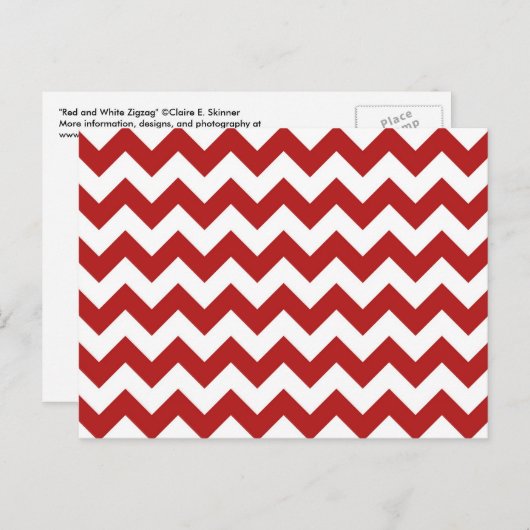 Rot und Weiß Zigzag Postkarte (Vorne/Hinten)