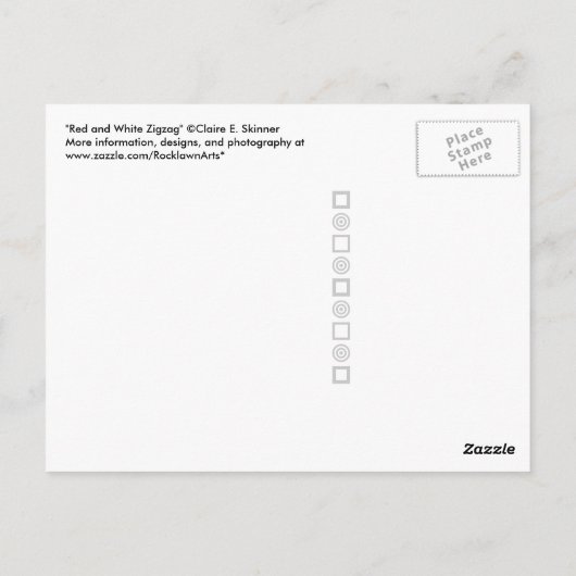 Rot und Weiß Zigzag Postkarte (Rückseite)