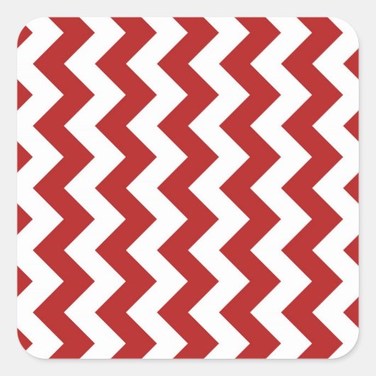 Rot und Weiß Zigzag Quadratischer Aufkleber (Vorderseite)