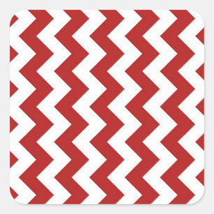 Rot und Weiß Zigzag Quadratischer Aufkleber