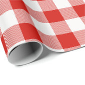 Rot und Weißbüffel Kariert Geschenkpapier (Rolleneckpunkt)