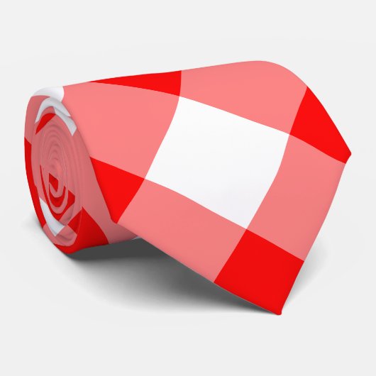 Rot und Weißer Riese Diagonal Gingham Neck Tie Krawatte (Gerollt)