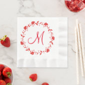 Rot und Weißes Weihnachtsbuch Napkin Monogram Serviette (Beispiel)