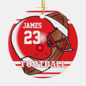 Rot- und Weißfußball | DIY Name and number Keramik Ornament (Vorne)