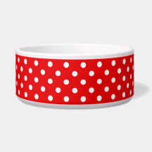 Rot-und Weißpolka-Dosen-Keramik Pet Bowl