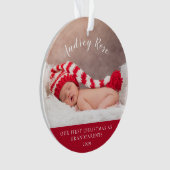 Rot | Unsere ersten Weihnachtsgroßeltern| Baby-Fot Ornament (Vorderseite)