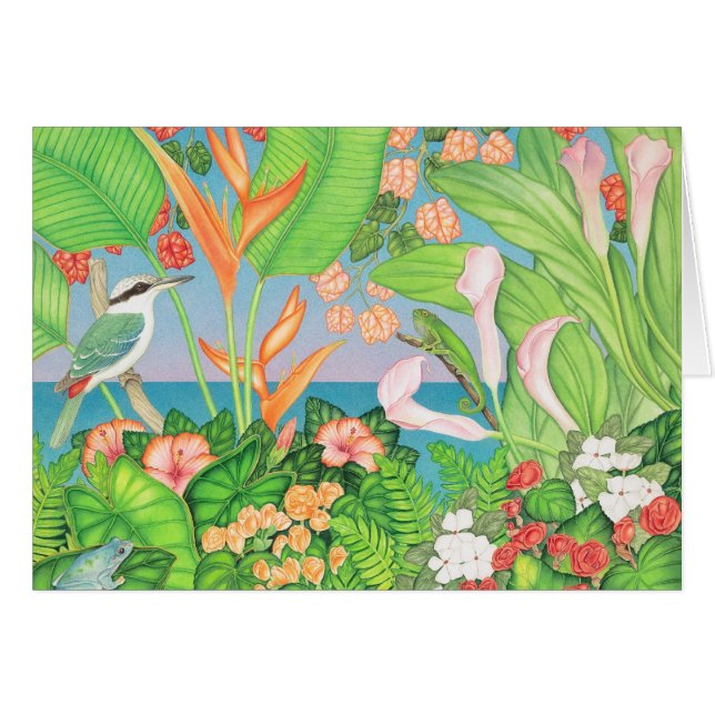 Rot-unterstützter Eisvogel, Frosch u. Eidechse (Vorderseite (Horizontal))