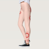 Rot Valentins Herzdesign auf hellrosa Leggings (Links)