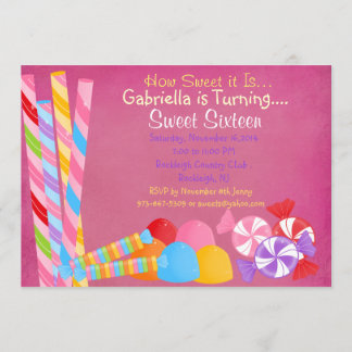 Rot verblasste Menge Süßigkeiten Bonbon 16 Einladu Einladung