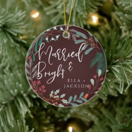 Rot Verheiratet und hell Erste Weihnachtsfeier Bot Keramik Ornament