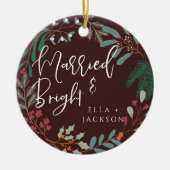 Rot Verheiratet und hell Erste Weihnachtsfeier Bot Keramik Ornament (Vorne)