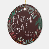 Rot Verheiratet und hell Erste Weihnachtsfeier Bot Keramik Ornament (Links)