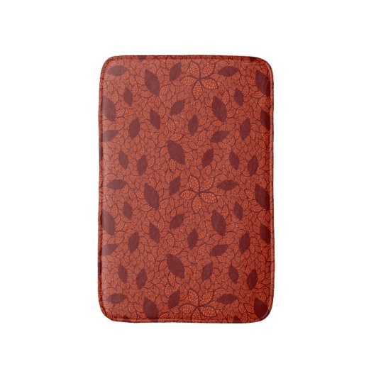 Rot verlässt Muster auf Orange Badematte (Vorderseite Vertikal)