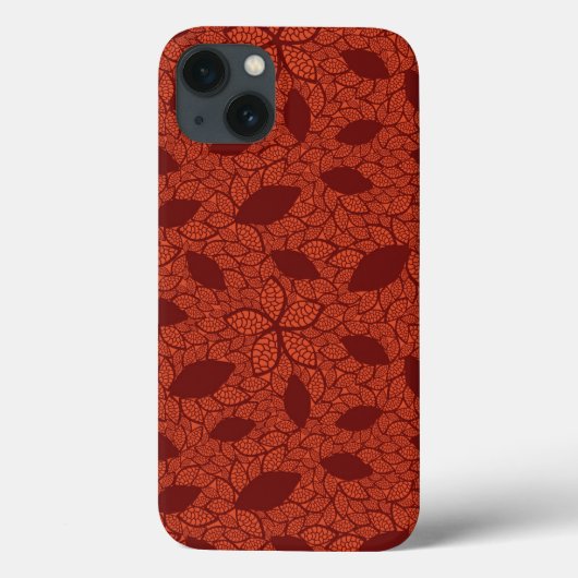 Rot verlässt Muster auf Orange Case-Mate iPhone Hülle (Rückseite)
