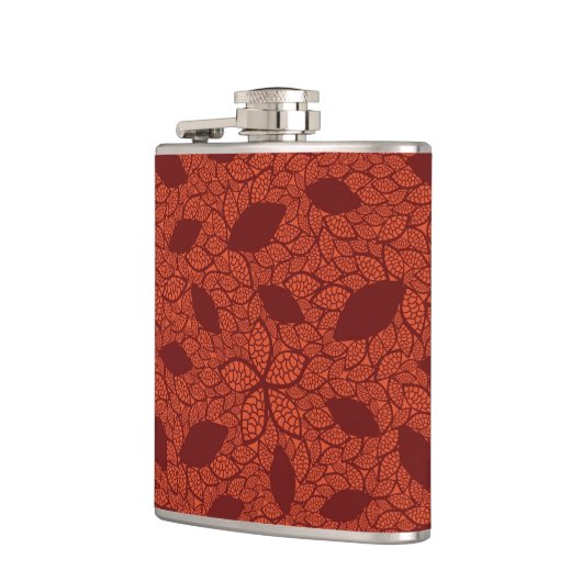 Rot verlässt Muster auf Orange Flachmann (Links)