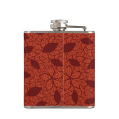 Rot verlässt Muster auf Orange Flachmann (Rückseite)