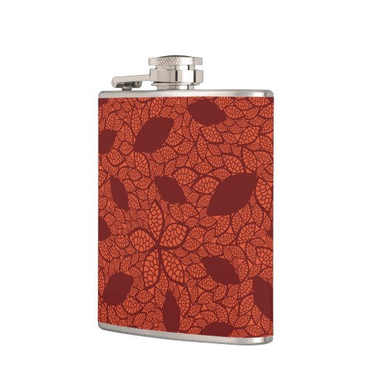 Rot verlässt Muster auf Orange Flachmann (Links)