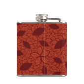 Rot verlässt Muster auf Orange Flachmann (Rückseite)