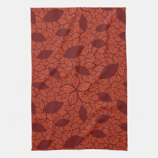 Rot verlässt Muster auf Orange Geschirrtuch (Vertikal)