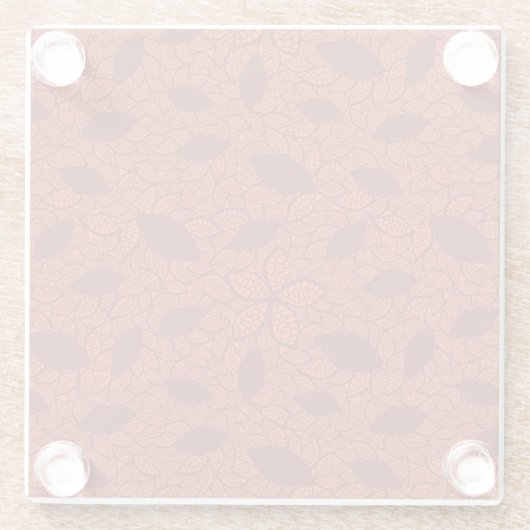 Rot verlässt Muster auf Orange Glasuntersetzer (Rückseite)