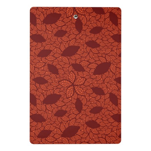 Rot verlässt Muster auf Orange Mini Klemmbrett (Rückseite)