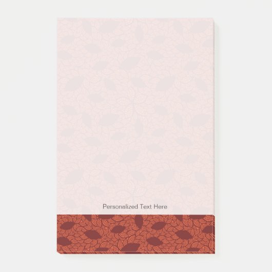 Rot verlässt Muster auf Orange Post-it Klebezettel (Vorderseite)