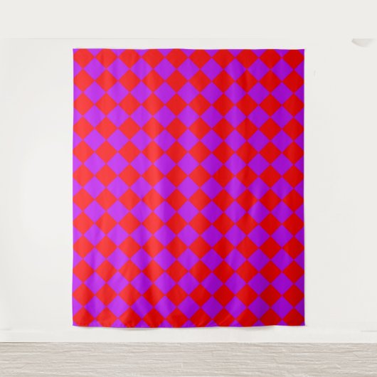 Rot Violett Karo Diamantmuster Wandteppich (Vorderseite)