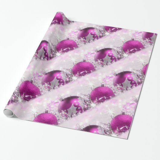 Rot-Violett und Silber Weihnachtswrapping Papier Geschenkpapier (Ungerollt)
