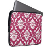 Rot-Violettes weißes klassisches Damast-Muster Laptopschutzhülle (Vorne Rechts)