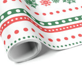 Rot von grünem Weihnachtsbaum mit Blume Art Geschenkpapier (Rolleneckpunkt)