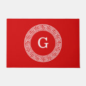 Rot, was griechischer Schlüsselrahmen, erstes Mono Fußmatte (Vorderseite)