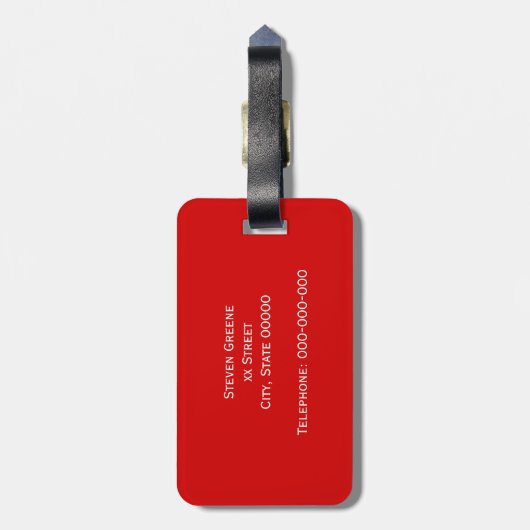 Rot, was griechischer Schlüsselrahmen, erstes Mono Gepäckanhänger (Rückseite vertikal)