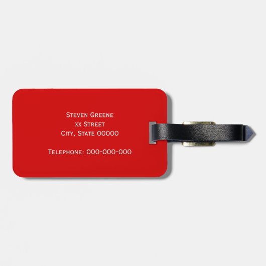 Rot, was griechischer Schlüsselrahmen, erstes Mono Gepäckanhänger (Rückseite horizontal)